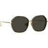 Linda Farrow - Rowe Oversize Sunglasses in Yellow Gold - LFL1432C1SUN - Linda Farrow Eyewear - Avvenice