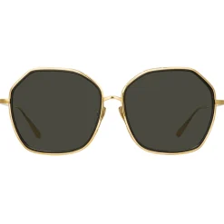 Linda Farrow - Rowe Oversize Sunglasses in Yellow Gold - LFL1432C1SUN - Linda Farrow Eyewear - Avvenice