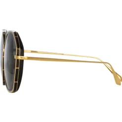 Linda Farrow - Rowe Oversize Sunglasses in Yellow Gold - LFL1432C1SUN - Linda Farrow Eyewear - Avvenice