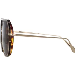 Linda Farrow - Rowe Oversize Sunglasses in Light Gold - LFL1432C2SUN - Linda Farrow Eyewear - Avvenice