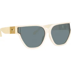 Linda Farrow - Sabine Oversized Sunglasses in Cream - LFL1298C3SUN - Linda Farrow Eyewear - Avvenice