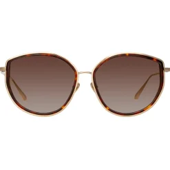 Linda Farrow - Samara Cat Eye Sunglasses in Light Gold Tortoiseshell - LFL1396C2SUN - Linda Farrow Eyewear - Avvenice
