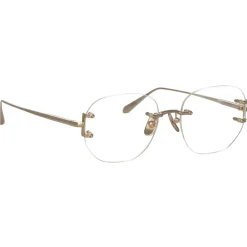 Linda Farrow - Sandor Angular Optical Frame in Light Gold - LFL1497C4OPT - Linda Farrow Eyewear - Avvenice