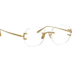 Linda Farrow - Sandor Angular Optical Frame in Yellow Gold - Linda Farrow Eyewear - Avvenice