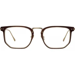 Linda Farrow - Saul D-Frame Optical Glasses in Brown Light Gold - LFL1113C3OPT - Linda Farrow Eyewear - Avvenice