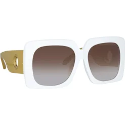 Linda Farrow - Sierra Oversized Sunglasses in White - LFL1346C4SUN - Linda Farrow Eyewear - Avvenice