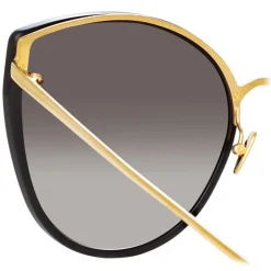 Linda Farrow - Silvie Cat Eye Sunglasses in Black - LFL1244C1SUN - Linda Farrow Eyewear - Avvenice