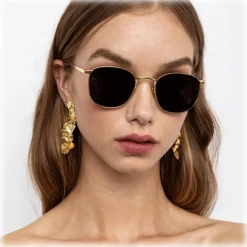 Linda Farrow - Simon Square Sunglasses in Yellow Gold - LFLC479C5SUN - Linda Farrow Eyewear - Avvenice