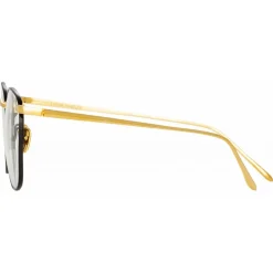 Linda Farrow - Simon Square Optical Glasses in Yellow Gold Black - LFLC479C18OPT - Linda Farrow Eyewear - Avvenice