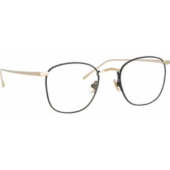 Linda Farrow - Simon Square Optical Glasses in Light Gold Black - LFLC479C20OPT - Linda Farrow Eyewear - Avvenice