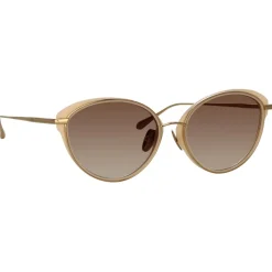 Linda Farrow - Song Cat Eye Sunglasses in Light Gold and Peach - LFL1445C2SUN - Linda Farrow Eyewear - Avvenice