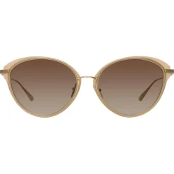 Linda Farrow - Song Cat Eye Sunglasses in Light Gold and Peach - LFL1445C2SUN - Linda Farrow Eyewear - Avvenice