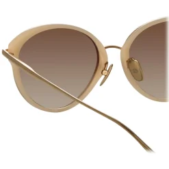 Linda Farrow - Song Cat Eye Sunglasses in Light Gold and Peach - LFL1445C2SUN - Linda Farrow Eyewear - Avvenice
