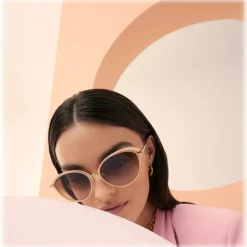 Linda Farrow - Song Cat Eye Sunglasses in Light Gold and Peach - LFL1445C2SUN - Linda Farrow Eyewear - Avvenice