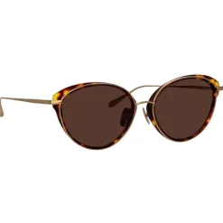Linda Farrow - Song Cat Eye Sunglasses in Light Gold and Tortoiseshell - LFL1445C2SUN - Linda Farrow Eyewear - Avvenice