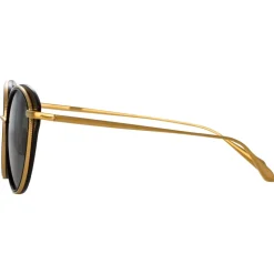 Linda Farrow - Song Cat Eye Sunglasses in Yellow Gold and Black - LFL1445C1SUN - Linda Farrow Eyewear - Avvenice