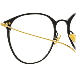 Linda Farrow - Sophia A Oval Optical Glasses in Black Yellow Gold - LF45AC1OPT - Linda Farrow Eyewear - Avvenice