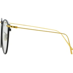 Linda Farrow - Sophia Oval Optical Glasses in Black Yellow Gold - LF45C1OPT - Linda Farrow Eyewear - Avvenice