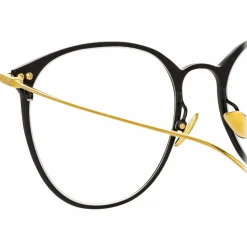 Linda Farrow - Sophia Oval Optical Glasses in Black Yellow Gold - LF45C1OPT - Linda Farrow Eyewear - Avvenice