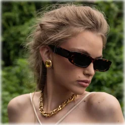 Linda Farrow - Talita Rectangular Sunglasses in Tortoiseshell - LFL1419C2SUN - Linda Farrow Eyewear - Avvenice