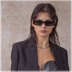 Linda Farrow - Talita Rectangular Sunglasses in Black - LFL1419C1SUN - Linda Farrow Eyewear - Avvenice
