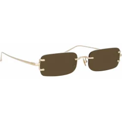 Linda Farrow - Taylor Rectangular Sunglasses in Light Gold Brown - LFL1131C2SUN - Linda Farrow Eyewear - Avvenice