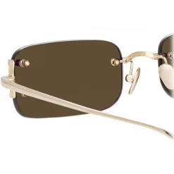 Linda Farrow - Taylor Rectangular Sunglasses in Light Gold Brown - LFL1131C2SUN - Linda Farrow Eyewear - Avvenice