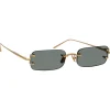 Linda Farrow - Taylor Rectangular Sunglasses in Yellow Gold Green - LFL1131C9SUN - Linda Farrow Eyewear - Avvenice