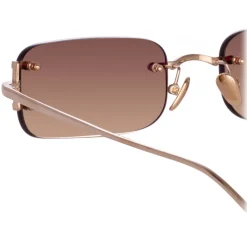 Linda Farrow - Taylor Rectangular Sunglasses in Light Gold Sand - LFL1131C10SUN - Linda Farrow Eyewear - Avvenice