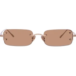 Linda Farrow - Taylor Rectangular Sunglasses in Light Gold Sand - LFL1131C10SUN - Linda Farrow Eyewear - Avvenice