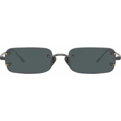 Linda Farrow - Taylor Rectangular Sunglasses in Nickel - LFL1131C4SUN - Linda Farrow Eyewear - Avvenice
