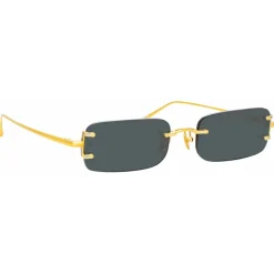 Linda Farrow - Taylor Rectangular Sunglasses in Yellow Gold Grey - LFL1131C1SUN - Linda Farrow Eyewear - Avvenice