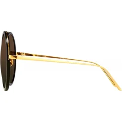 Linda Farrow - The Kew Round Sunglasses in Black (C1) - LFLC457C1SUN - Linda Farrow Eyewear - Avvenice