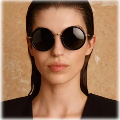 Linda Farrow - The Kew Round Sunglasses in Black (C1) - LFLC457C1SUN - Linda Farrow Eyewear - Avvenice