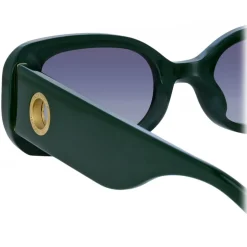 Linda Farrow - The Lola Rectangular Sunglasses in Green - LFL1117C7SUN - Linda Farrow Eyewear - Avvenice