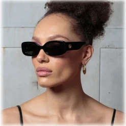 Linda Farrow - The Lola Rectangular Sunglasses in Black (C1) - LFL1117C1SUN - Linda Farrow Eyewear - Avvenice