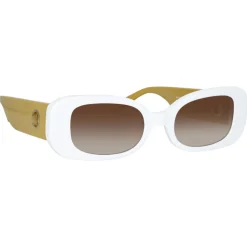 Linda Farrow - The Lola Rectangular Sunglasses in White - LFL1117C6SUN - Linda Farrow Eyewear - Avvenice