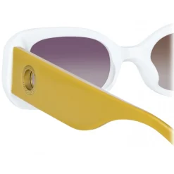 Linda Farrow - The Lola Rectangular Sunglasses in White - LFL1117C6SUN - Linda Farrow Eyewear - Avvenice