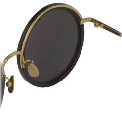 Linda Farrow - The Tracy Round Sunglasses in Black (C11) - LFL239C11SUN - Linda Farrow Eyewear - Avvenice