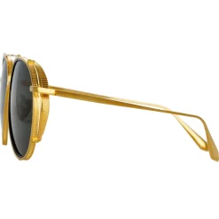 Linda Farrow - Torino Aviator Sunglasses in Yellow Gold - LFL1360C2SUN - Linda Farrow Eyewear - Avvenice