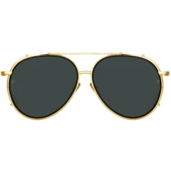 Linda Farrow - Torino Aviator Sunglasses in Yellow Gold - LFL1360C2SUN - Linda Farrow Eyewear - Avvenice