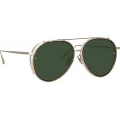Linda Farrow - Torino Aviator Sunglasses in Light Gold - LFL1360C3SUN - Linda Farrow Eyewear - Avvenice
