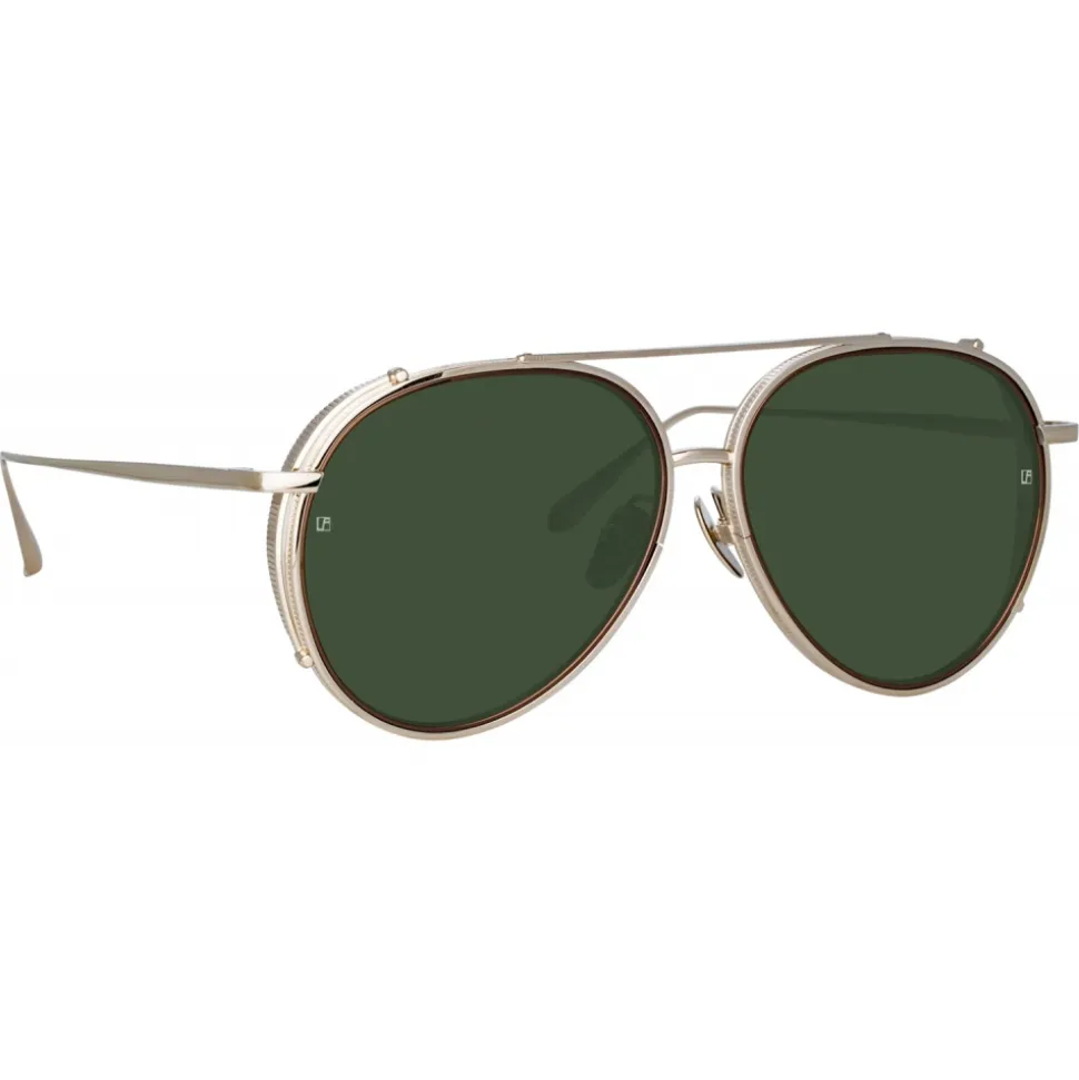 Linda Farrow - Torino Aviator Sunglasses in Light Gold - LFL1360C3SUN - Linda Farrow Eyewear - Avvenice