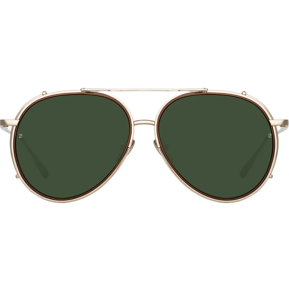 Linda Farrow - Torino Aviator Sunglasses in Light Gold - LFL1360C3SUN - Linda Farrow Eyewear - Avvenice