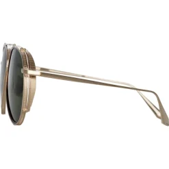 Linda Farrow - Torino Aviator Sunglasses in Light Gold - LFL1360C3SUN - Linda Farrow Eyewear - Avvenice