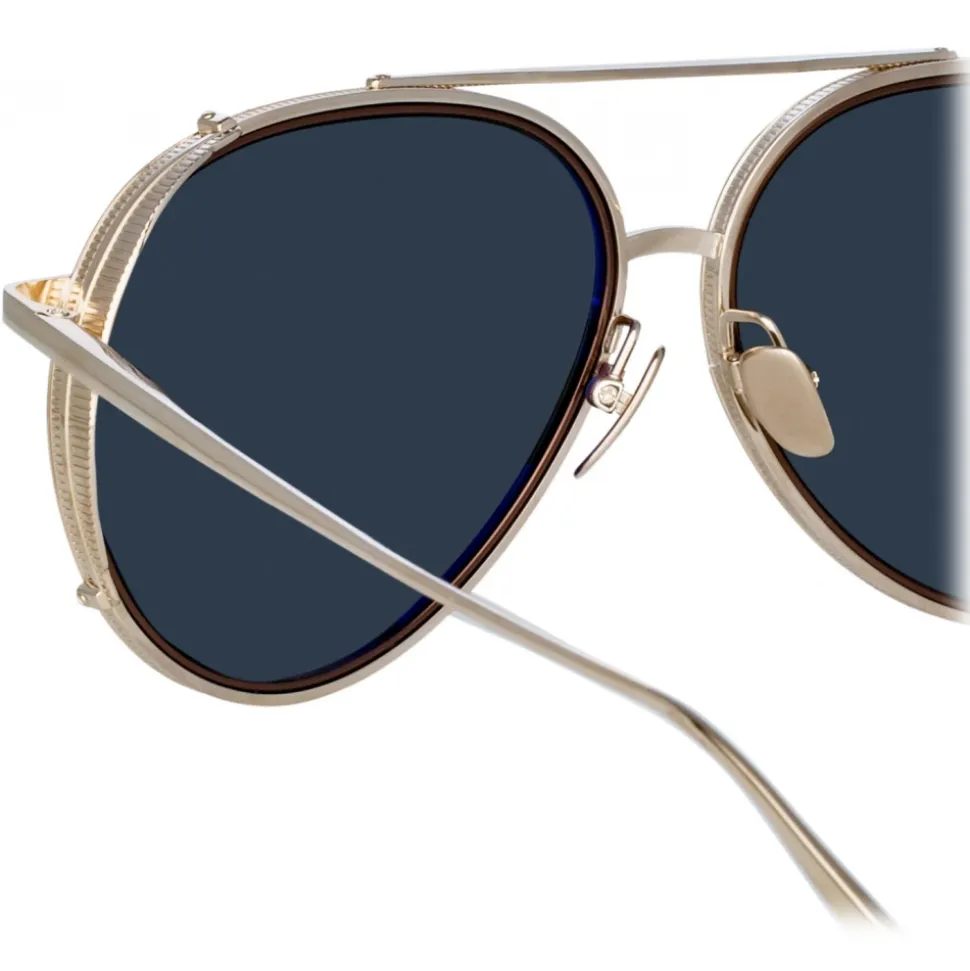 Linda Farrow - Torino Aviator Sunglasses in Light Gold - LFL1360C3SUN - Linda Farrow Eyewear - Avvenice