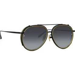 Linda Farrow - Torino Aviator Sunglasses in Nickel - LFL1360C1SUN - Linda Farrow Eyewear - Avvenice