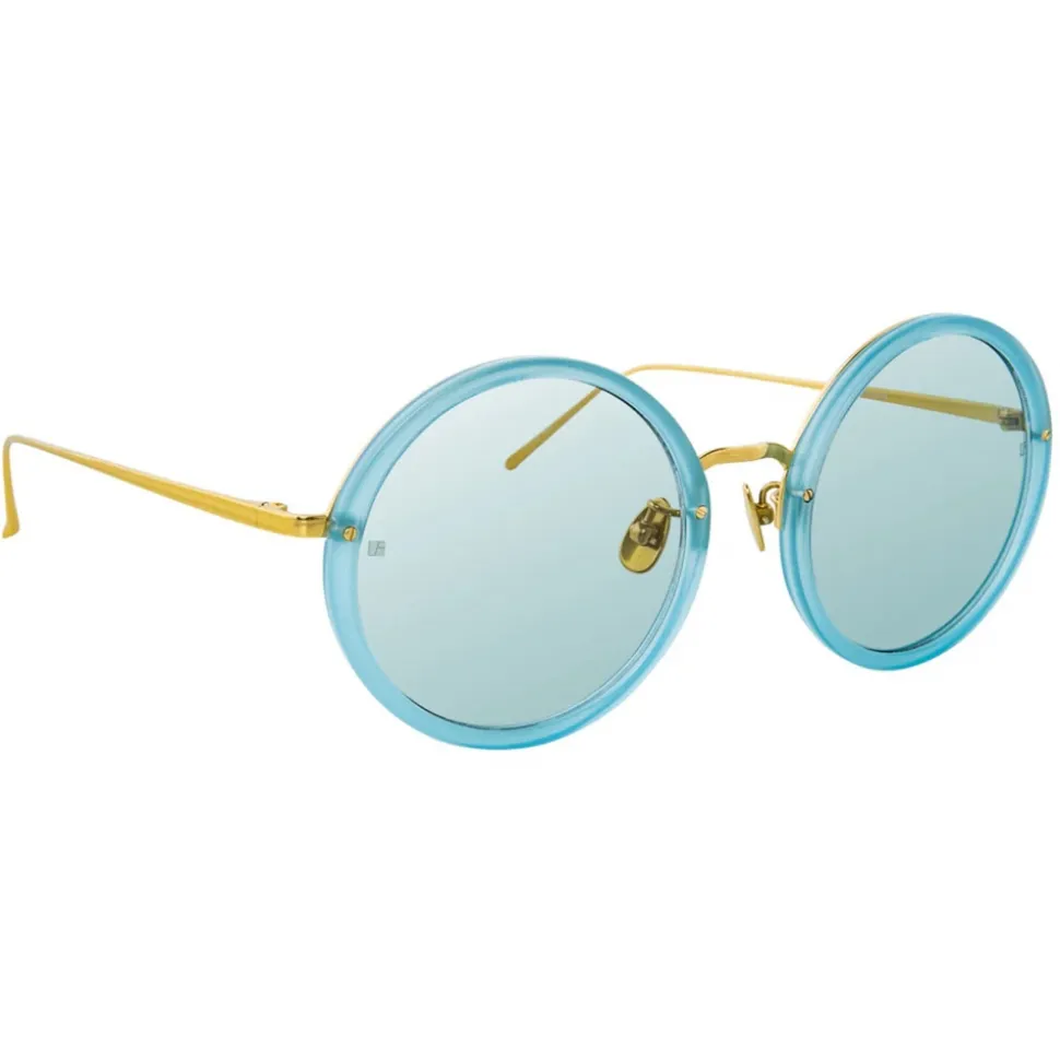 Linda Farrow - Tracy Round Sunglasses in Milky Blue - LFL239C60SUN - Linda Farrow Eyewear - Avvenice