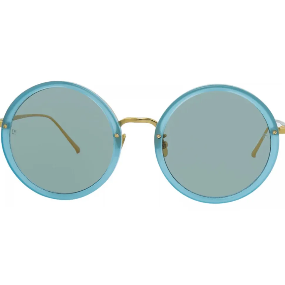 Linda Farrow - Tracy Round Sunglasses in Milky Blue - LFL239C60SUN - Linda Farrow Eyewear - Avvenice