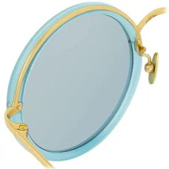 Linda Farrow - Tracy Round Sunglasses in Milky Blue - LFL239C60SUN - Linda Farrow Eyewear - Avvenice